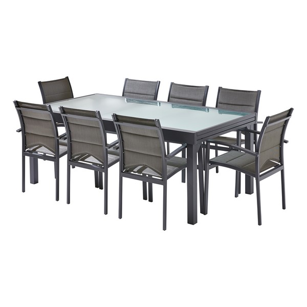 Salon de jardin MODULO 8 à 12 places gris