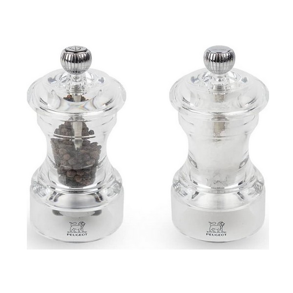 Duo de moulin sel sec et poivre Bistro 10 cm - transparent