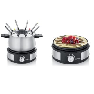 Appareil a fondue 8 personnes et crepiere 19 cm - noir