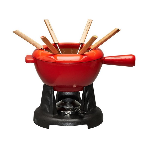 Service à fondue avec manche en fonte 6 personnes - cerise