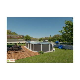 Piscine hors sol en acier 9.15 x 4.60 m - anthracite