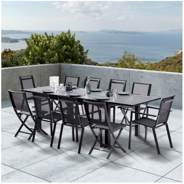Ensemble carre HPL STAR 10 personnes - noir