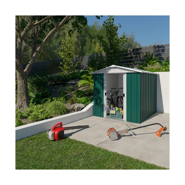 Abris de jardin metal 3.85 m2 avec kit d'ancrage - vert
