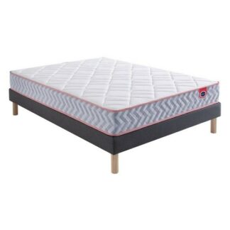 Lit OBLIQUE 140 x 190 cm - gris fonce - blanc