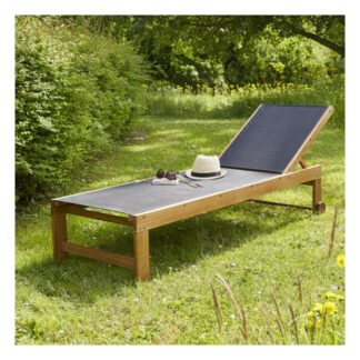 Transat en bois d'acacia MOON - noir
