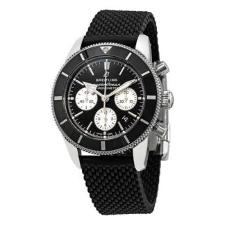 Montre Superocean Heritage B01 chronograph 44 cadran noir bracelet caoutchouc