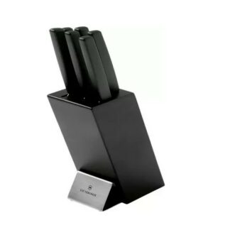 Bloc porte couteaux avec 6 pièces - noir