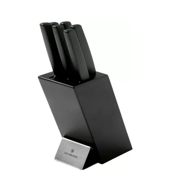 Bloc porte couteaux avec 6 pièces - noir