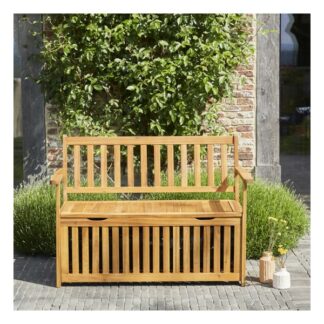 Banc avec coffre en bois d'acacia FLORA 120 cm