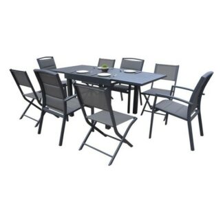 Salon de jardin MODULO 8 personnes - gris anthracite