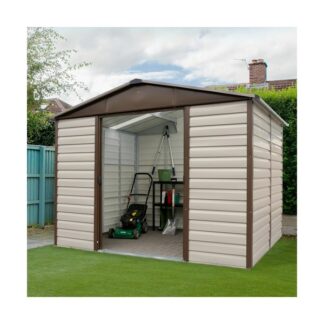 Abris de jardin metal 5.3m2 avec kit d'ancrage - beige marron