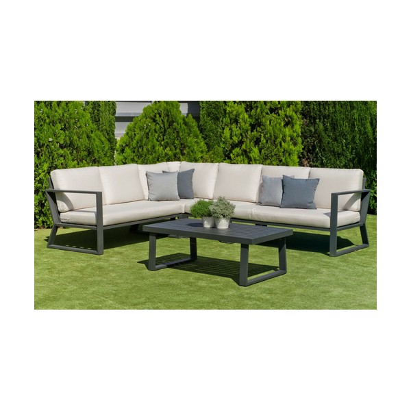 Salon de jardin BOLONIA 28 DRALON IZQ - anthracite beige