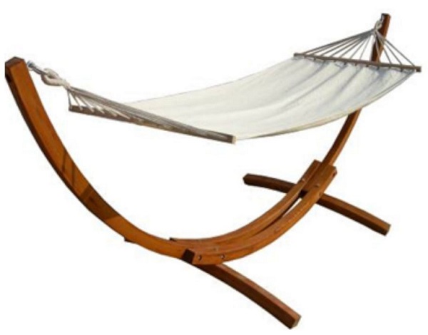 Support hamac bois avec toile en lin