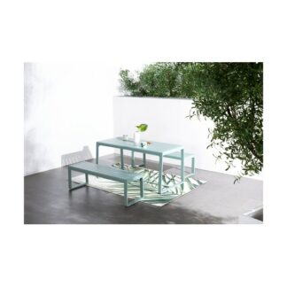 Salon de jardin table et bancs RIO - vert d'eau