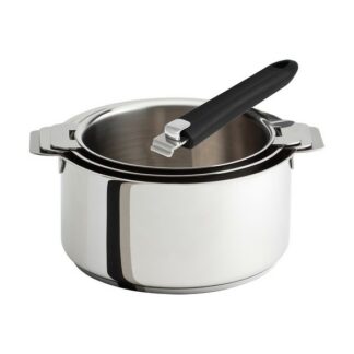 Set de 3 casseroles en inox MUTINE + 1 poignée amovible noir