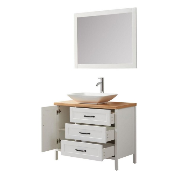 Ensemble de salle de bain blanc 100 cm