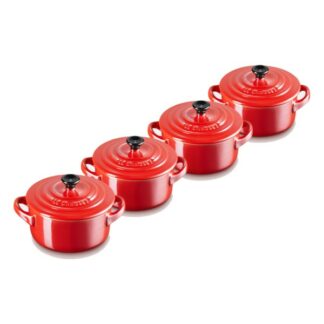 Mini-cocotte rondes set de 4 - 10cm 0.25L - cerise