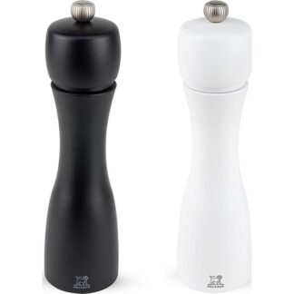 Duo de moulins bois 20 cm Tahiti Sel et Poivre - noir/blanc