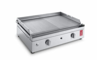 Plancha à gaz Lisse rainurée Chef 55