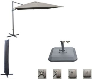 Set d'ombrage complet comprenant 1 parasol, 1 housse et 1 lestage