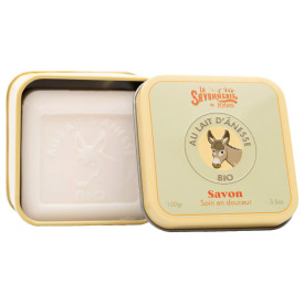 LA SAVONNERIE DE NYONS Savon au Lait d'ânesse Bio - Savon 100 G - Boîte Métal