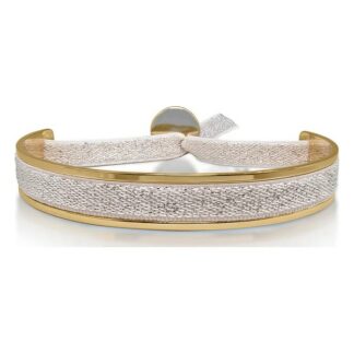 Bracelet Jonc ruban umineux - blanc - or jaune