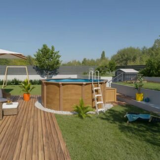 Piscine hors sol en acier OSMOSE 3.65 X 1.32 m - aspect bois