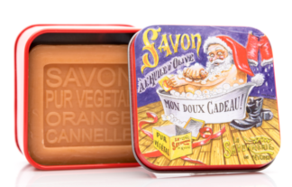 LA SAVONNERIE DE NYONS Le Bain du Père Noël - Savon Cannelle Orange - Boîte Métal 100 G