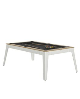 Billard convertible STEEL Chêne sablé pieds gris avec drap ardoise