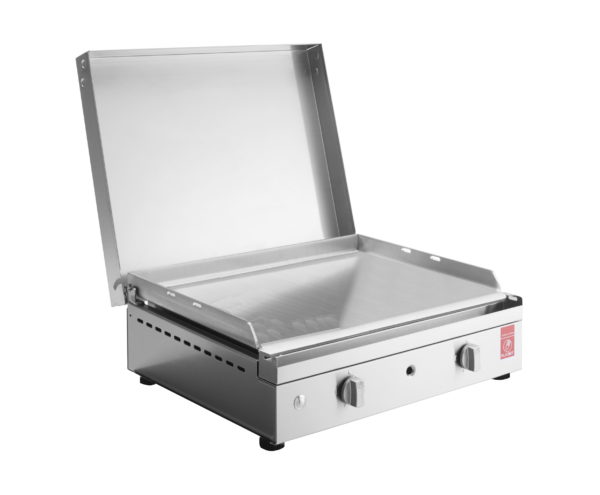 Plancha a gaz Lisse Chef 55 avec couvercle a charnières