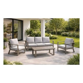 Salon de jardin BOLONIA 8 - 4 - 5 places - gris clair