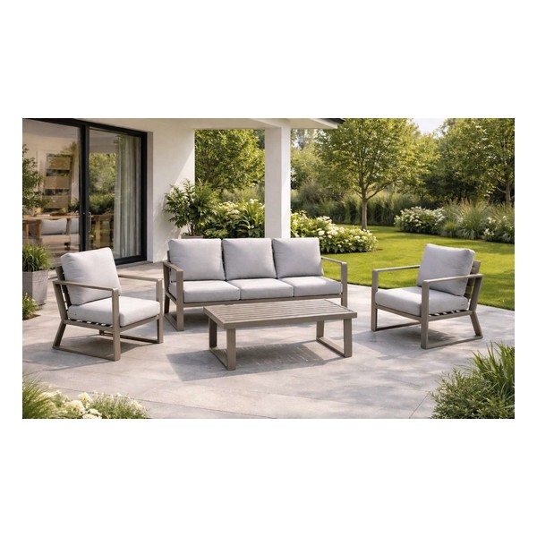 Salon de jardin BOLONIA 8 - 4 - 5 places - gris clair