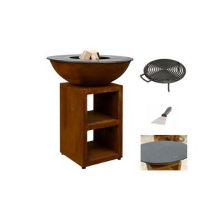 Brasero de cuisson Piatto Medium 84 cm avec accessoires - Corten
