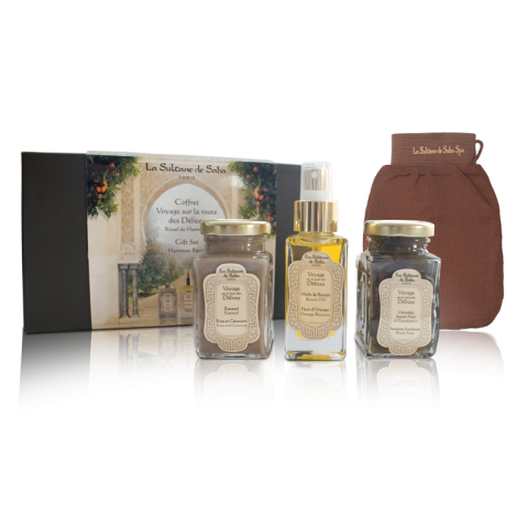 LA SULTANE DE SABA Voyage sur la Route des Délices Rituel du Hammam - Huile de Beauté 50 ML & 3 produits