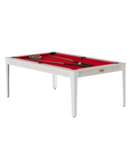 Billard convertible ELAN Oslo pieds blancs avec drap rouge