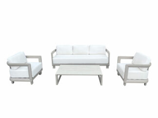 Salon de jardin en aluminium CALAROSSA - 5 pers - taupe ivoire