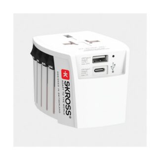 Adaptateur de voyage universel MUV 2-poles avec USB - blanc