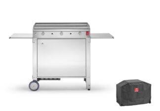 Plancha a gaz Lisse Chef 80 avec chariot ferme et housse