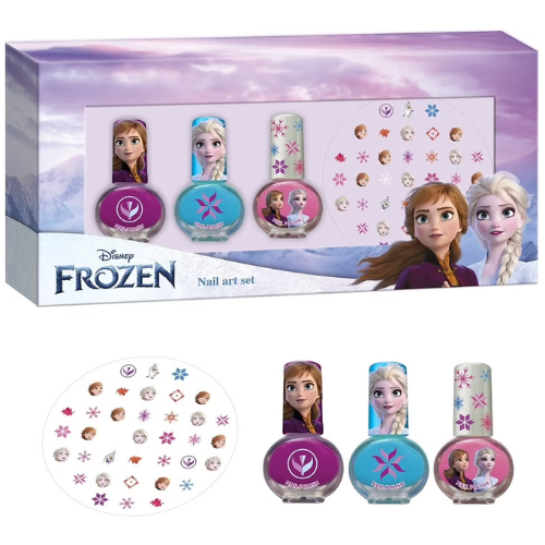 DISNEY Reine des Neiges - 3 Vernis & Autocollants pour Ongles