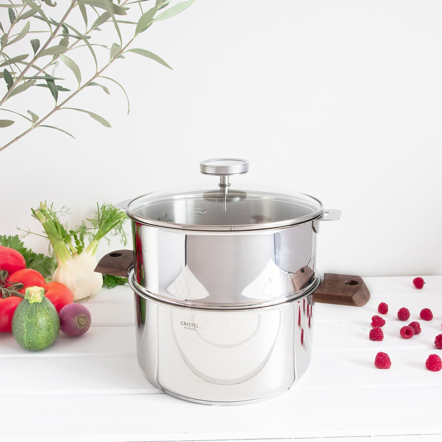 Cuiseur vapeur Biome avec anses amovibles 20 cm - bois de noyer – Image 2