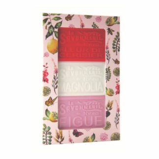 LA SAVONNERIE DE NYONS Fourreaux aux 3 savons Rose - Cerise/Amande/Figue 3 X 100 G