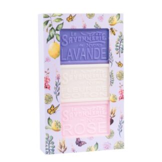 LA SAVONNERIE DE NYONS Fourreau Mauve - Lavande, Fleur de Coton, Rose 3x100 g